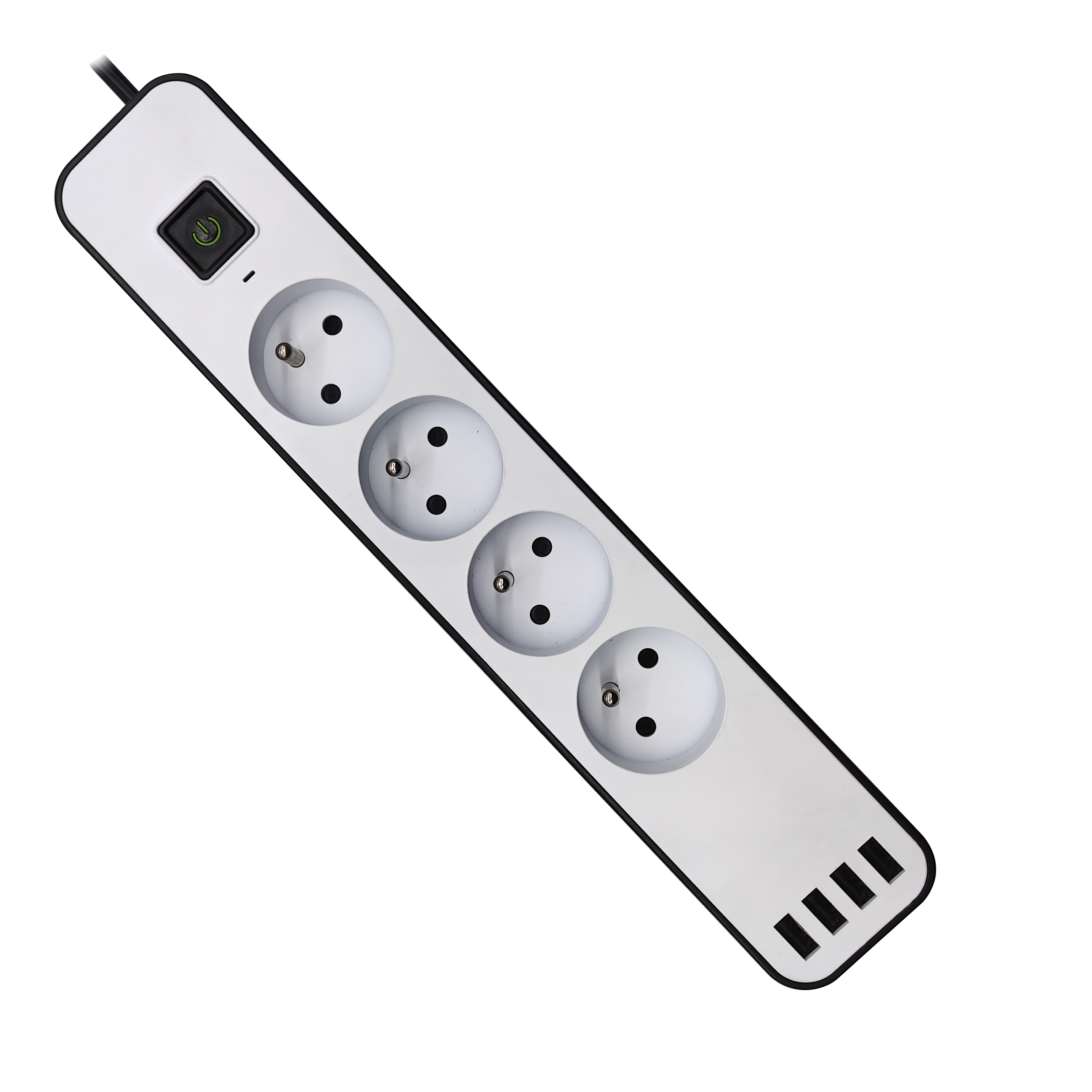 4 A/C Euro power socket and plug, 4 USB charger port total 3.1A/5V