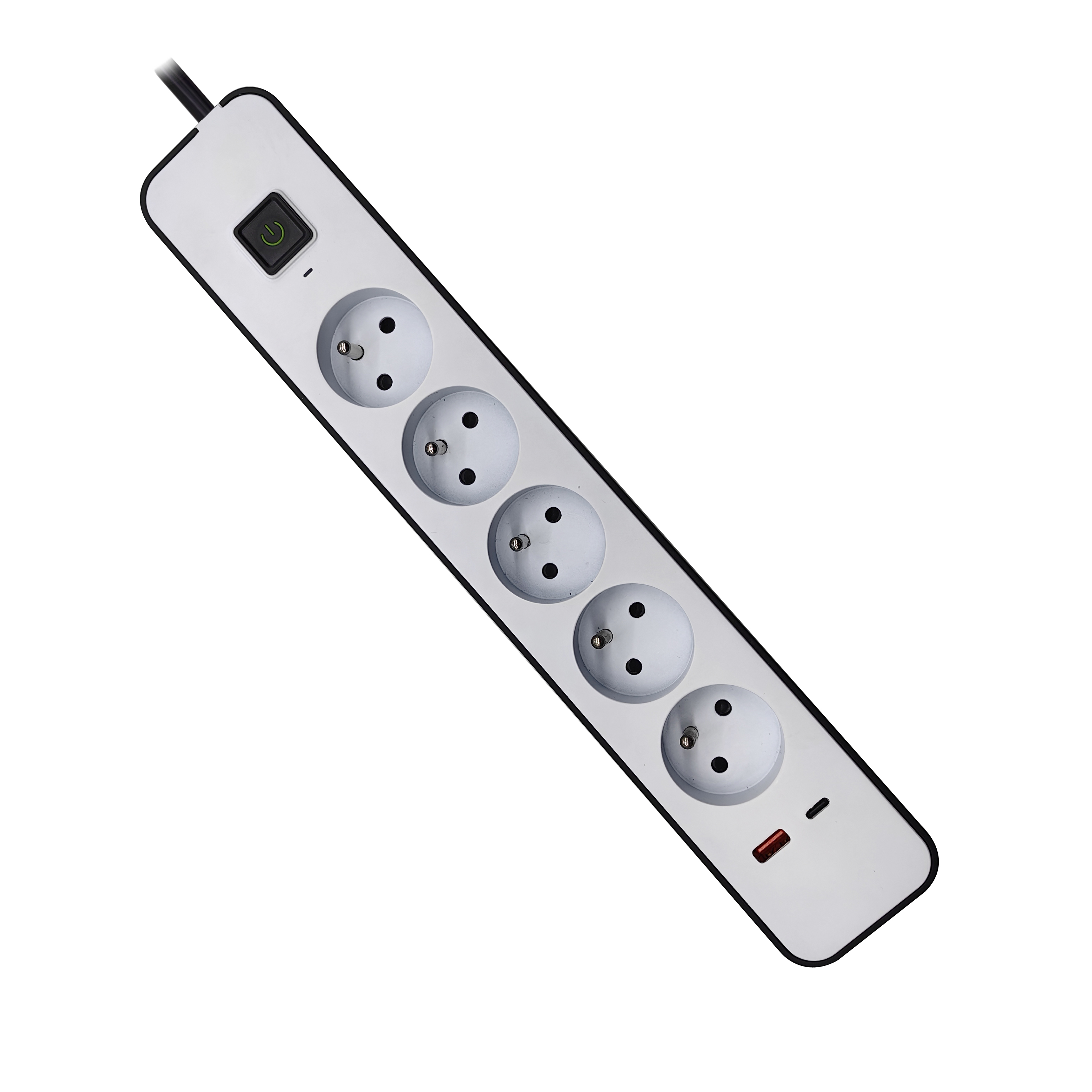 5 A/C Euro power socket and plug, USB A for QC and USB C for PD 20W